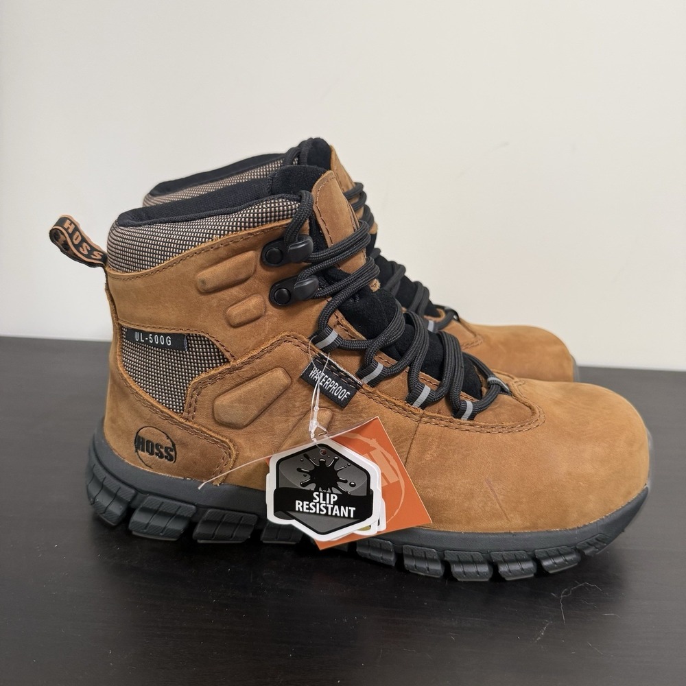 HOSS Tikaboo 6" UL Brown Composite Toe Waterproof EH Work Boots Men's 7 60406